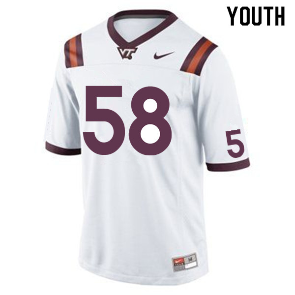 Youth #58 Josh Fuga Virginia Tech Hokies College Football Jerseys Sale-White